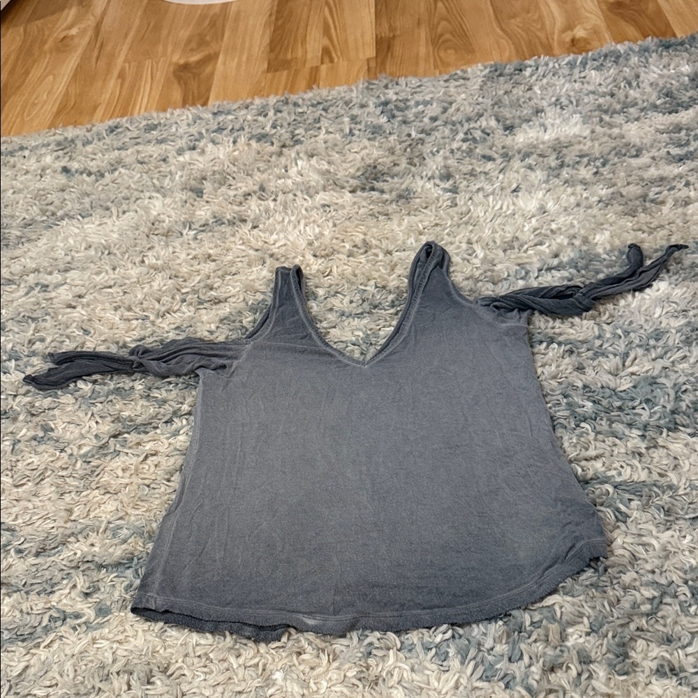 Elegant Charcoal Cold Shoulder Blouse